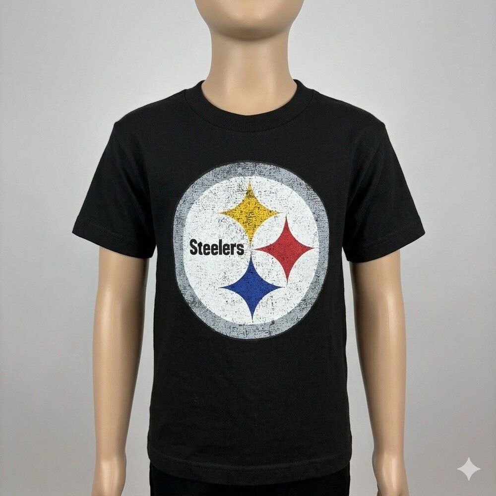 NWT NFL Team Apparel Youth S Small Black Pittsburgh Steelers T-Shirt Graphic Tee
